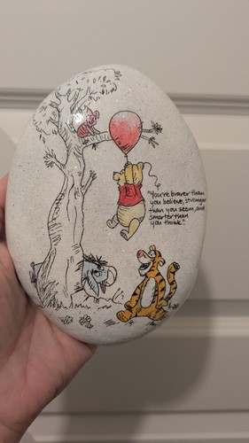 Hand painted pebble pooh - pebble,