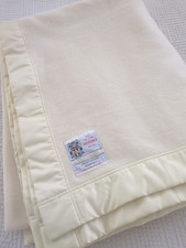 Vintage Atkinson Duchess merino 100% wool blanket throw champagne cream