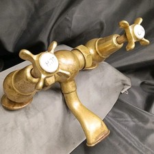 BARE BRASS BATH MIXER / FILLER TAPS LARGE TAPS RECLAIMED,  REFURBED DECK MOUNTED