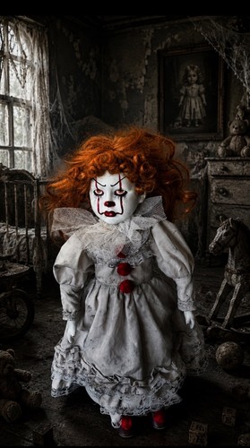 Creepy horror porcelain clown - creepy,