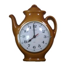 Vintage H.SAMUEL Quartz Ceramic Tea Pot Wall Clock Not Working Prop Or Repairs
