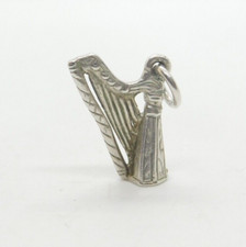Sterling Silver Concert Harp Charm Pendant Vintage c1970