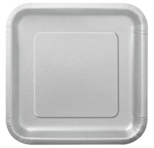 Silver Square Paper Plates  9"