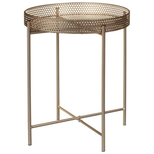 Gold metal side end tray - end,
