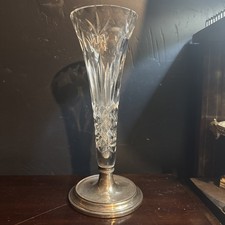 Sterling Silver & Glass Trumpet Vase