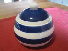 Blue and White Striped Lidded