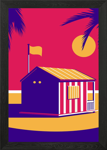Beach hut illustration with - illustration,