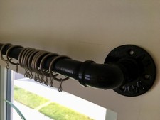 Curtain rail/pole with brackets made of 1/2” black industrial galvanised iron