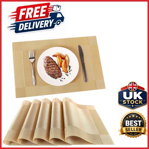 Washable gold placemats set - gold,