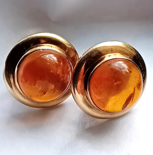 1cm amber earrings 9g 9ct - 2.9g,