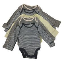 Baby's Bodysuits Pack Of 5 M&S Blue Mix Striped Long Sleeves Popper Snap New F1