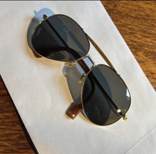 Vtg AO American Optical Military Pilot Sunglasses Gold Aviators