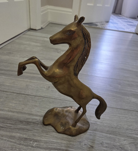 Brass rearing horse figurine - horse,