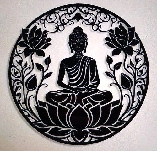 Elegant black metal buddha - black,