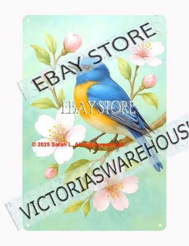 Bluebird floral tin sign - floral,