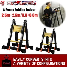 5/6.6m Telescopic Ladder Extendable Multi-Purpose Folding Steps  A-Frame ladders