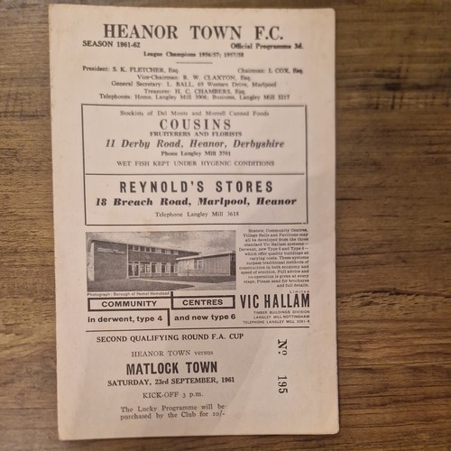1961 heanor town matlock - town,