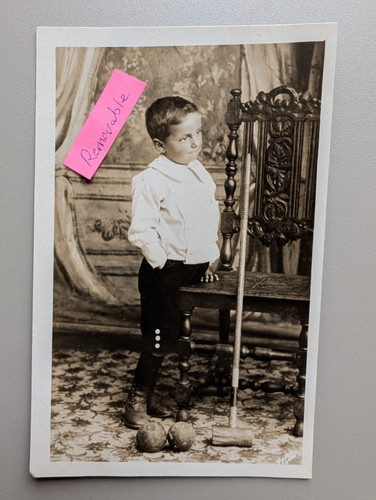 Old photo children boy croquet - photo,