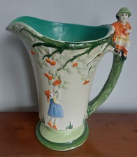 MYOTT.SON & Co Art Deco 1920s Jug Hand Painted Embossed Apple Pickers Design