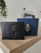 Polo Ralph Lauren Big Pony Black Leather Wallet Men Card Holder ID With Gift Box