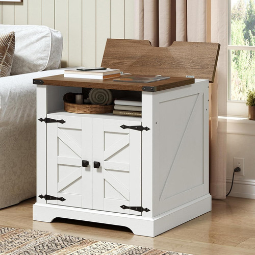 Farmhouse end table with - farmhouse,