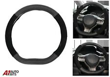 15'' D Shaped Suede Pu Leather Carbon Black Universal Car Steering Wheel Cover