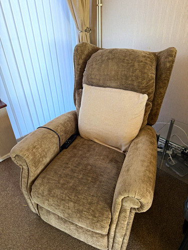 Beige upholstered recliner - upholstered,