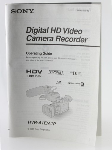 User manual sony digital - digital, hd