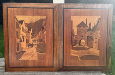 2 Mid-Century Wooden Marquetry pictures - Clovelly and Westgate Southhampton