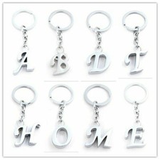 A-Z Initials Letter Alphabet Keyring Silver Key Ring Metal Key Chain