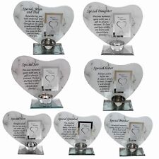 Glass Memorial Tea Light Candle Holder Photo Frame Marble Effect - Choose Design