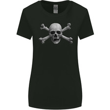 The Jolly Roger Skull Pirates Sailing Sailor Womens Wider Cut T-Shirt