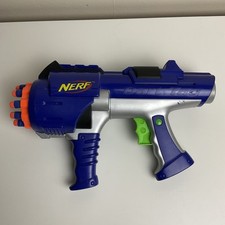 Vintage Nerf Dart Tag Hyperfire Rotating Barrel Gun 10 Dart Blaster Blue 2005