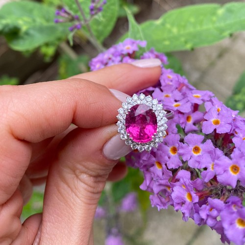 Pink tourmaline diamond ring - &,