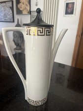 Vintage 1960s Portmeirion Greek Key Coffee Pot White And Black