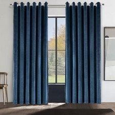 Luxury Heavy Velvet Curtains PAIR of Eyelet Ring Top Fully Lined Ready Made