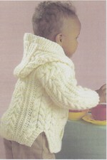 Knitting Pattern Babies & Toddler Girls & Boys Aran Jackets Hood or Collar 18-28