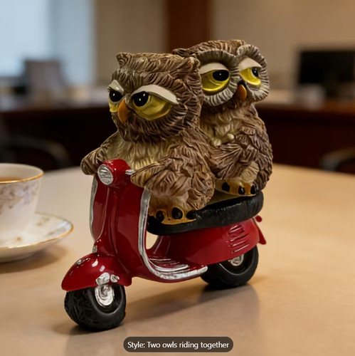 Cute owl riding - a, red