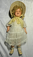 Large 60cm Composite Shirley Temple Doll with Bonnet & Lacey Dress Jointed Sits