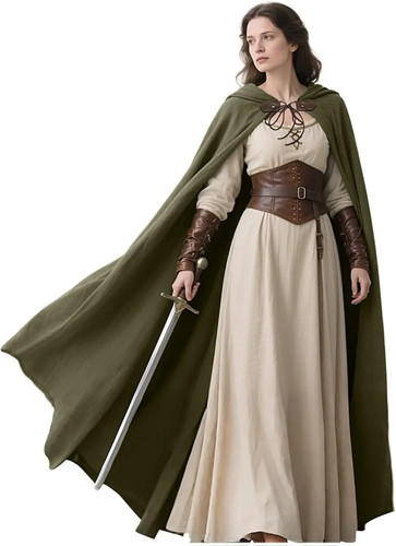 Medieval hooded cloak linen - medieval,