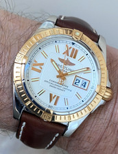 Breitling Windrider Cockpit Chronometer 18K Gold Bezel Big Date