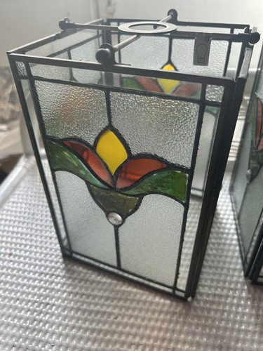 Vintage stained glass lantern - stained,