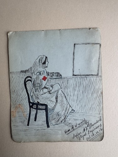 Original 1916 wwi nurse sketch - 1916,