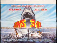 Jaws 3-D ORIGINAL Quad Film Movie Cinema Poster Dennis Quaid 1983