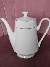 Vintage Rayware Fine China Teapot – White with Gold Trim – Elegant Classic