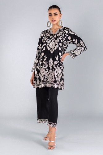 Khaadi embroidered black - embroidered, white