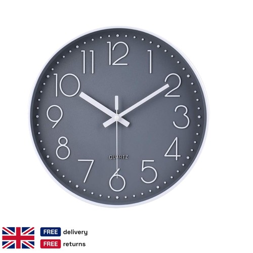 Grey wall clock 30cm silent - 30cm,