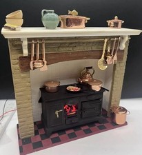 Dolls house aga lit kitchen range oven,  Bodo Hennig poacher, surround 1/12th  