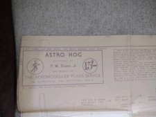 Astro Hog 72" Span Classic Old Timer Vintage FW Dunn 3 Sheet Plan 