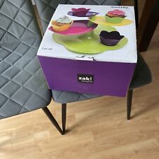 Colourful Tiered Cake Stand 'Sweety' by Zak Designs Acrylic Leaf Design 18cm